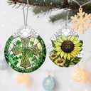 3 x Stained Glass Cross Ornament, Christmas Ornaments, Christmas Decorations for Tree, Holiday Ornament, Religious Gifts, Cross Gifts, Gift Ideas & Christian Gift