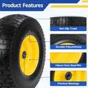 2 Pcs 15x6.00-6 Flat Free Lawn Mower Tire and Wheel, 15x6-6 nhs Lawn Mower Front Tires, Compatible with John Deere Riding Mowers Lawn Tractors, with 3/4" & Extra 5/8" Bearings, 3"-4.4" Centered Hub