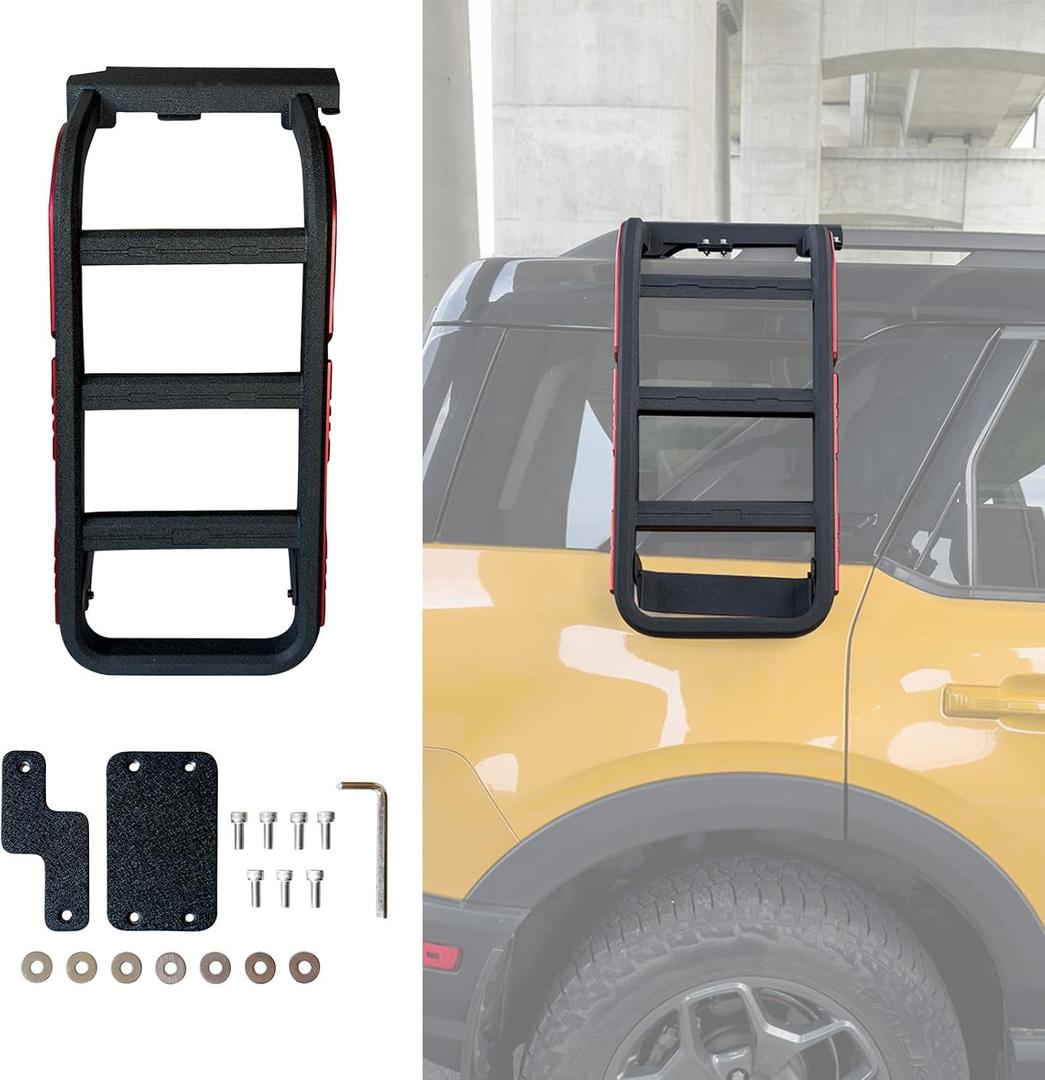 Side Window Ladder Compatible with 2021-2025 Ford Bronco Sport Off-Road Version Passenger Side Window Roof Climbing Step Luggage Rack Ladder for 2024 Bronco Sport Exterior Accessories(Red)
