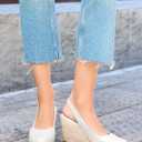 Lvemas Womens Espadrilles Wedge Sandals Closed Toe Slingback Wedges Pumps Platform Heeled Sandal, White, Size 9.5