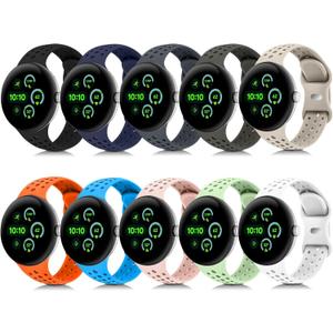 Sport Bands Compatible for Google Pixel Watch 4/3/2/1 41mm 45mm, Breathable Wristband Replacement Soft Silicone Strap for Women Men