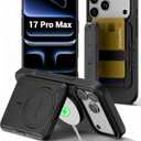 PROfezzion for iPhone 17 Pro Max Case Wallet 3-Card Holder with MagSafe, Triple-Sided Magnets, RFID Blocking, Wireless Charging, Kickstand, Drop Protection Rugged Magnetic Case Protector - Black