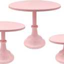 3 Pcs Pink Cake Stand Set - Metal Round 8" 10" 12" Tiered Display Stands Cupcake Dessert Stands for Birthday, Wedding, and Party Decorations, Baby Shower