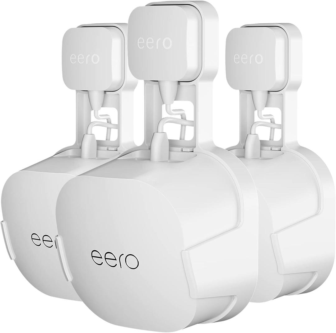 Wall Mount Holder for eero 6(NOT for eero 6+), Router Mesh Wi-Fi System, Stand Bracket for eero 6 Extender, The Simplest Outlet Wall Mount Holder No Messy Wires Space Saving White(3 Pack)