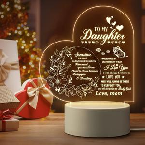 Mothers Day Gifts for Daughter, Daughter Birthday Gifts, Daughter Gifts from Mom, to My Daughter Acrylic Night Lamp, Valentines Graduation Christmas Wedding Gifts for Daughter from Mothers Dad