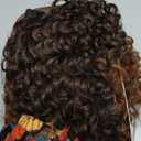 Fancy Hair 16 Inch Kinky Curly Headband Wig for Black Women Glueless Synthetic Half Wig with Headband No Human Hair (Ombre Brown)