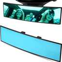 Car Rearview Mirror HD Glass 12 Inch Anti Glare Clip On Panoramic Wide Angle Car Interior Rear View Mirror Universal for Cars SUVs Trucks (Blue)