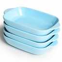 LEETOYI Ceramic Small Baking Dish 7.5-Inch Set of 4, Rectangular Bakeware with Double Handle, Baking Pans for Cooking and Cake Dinner (Turquoise)