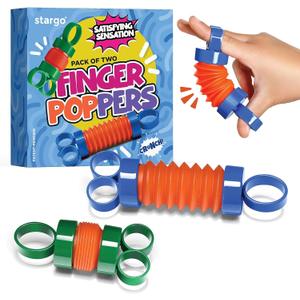 Finger Poppers Hand Gripper Strengthener for Kids Hand Exercisers Pop Tube Mini Fidget Toys - Sensory Toy for Kids - Finger Strengthener and Hand Therapy Stocking Stuffers - Pack of 2