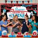 Happy Nurses Week Decorations - 15 Pcs 2026 Nurse's Day Appreciation Party Supplies Favors Pre-strung Thank You Nurse Banners Backdrop Garland Hanging Swirls Honeycomb Centerpieces Decor