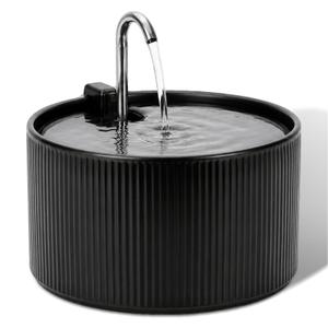 Ceramic Cat Water Fountain-2.2L/78oz Automatic Ceramic Pet Fountain for Cats-Pet Water Fountain with Ultra-Quiet Pump and Filters & Sponges (Black)