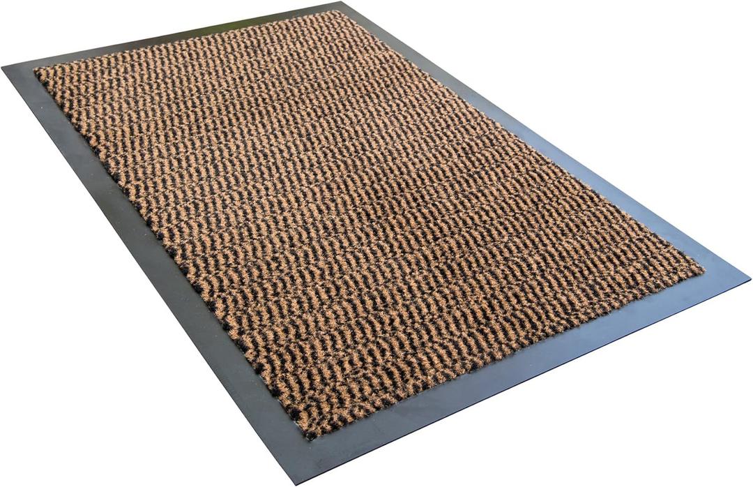ULTRALUX Indoor Door Mat 31" x 47" Non-Slip Vinyl Backed Entry Rug Doormat, Brown Absorbent Dirt Trapper Entrance Mat, Front Door Welcome Mat, Inside Entry Rug (2'7" x 3'11" (Rectangular))