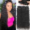 Deep Wave Bundles Human Hair 12A Brazilian Deep Curly Human Hair 3 Bundles 100% Unprocessed Wet and Wavy Bundle 16 18 20 Inch