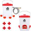 Chicken Feeder and Chicken Waterer Set Automatic Chicken Feeder Hanging Poultry Waterer 3 Gallon with Waterer Nipples and Feeding Ports,Chicken Coop Accessories