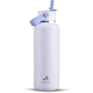 POWCAN 18 oz Slim Insulated Water Bottle: Leakproof, Lightweight, Cold for 24 Hrs, Double Walled Stainless Steel Water Bottle with Straw for Outdoors, Travel, Hiking, Biking, Sport (Lupine Haze)