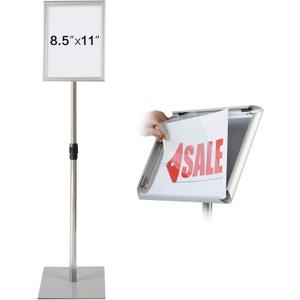 Adjustable Heavy Duty Pedestal Sign Holder Poster Stand - 8.5x11 Inch Vertical & Horizontal Sign Stand Displayed Poster Holder, Square Base Sign Stands for Display, Advertisement & Outdoor Sign Holder