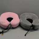 Urnexttour Neck Pillow Airplane-2 Pack Memory Foam Travel Pillow, Soft Support Travel Neck Pillow for Travelling, Sleeping Rest, Car, Train and Home Use (Grey&Pink)
