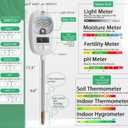 HSLGOVE Soil Test Kit, 7-in-One Soil Moisture Meter/Soil PH Meter/Fertility, Dual Screen Soil Tester w/Digital Soil Temp/Air Temp&Humidity for Plants Gardening,Lawn,Farm Indoor&Outdoor-Lvory White