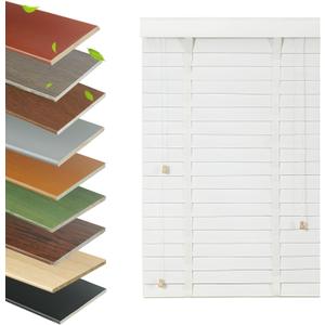 Wood Blinds 2 Inch Cordless, Customizable Horizontal Wooden Blinds for Indoor Windows, Blackout Privacy, Venetian Blinds for Home and Office, Easy to Install