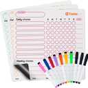 Magnetic Chore Chart for Refrigerator 10 x 10 Pack of 3 Fridge Boards, Weekly Reward and Responsibility Chart with 10 Colorful Markers for Multiple Kids and Families