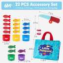 hahaland Montessori Toys for 1 Year Old Boy Girl Birthday Gift - 10 in 1 Cloth Fishing Game Toddler Toys with Stacking Cups - Number Counting, Color Sorting Learning