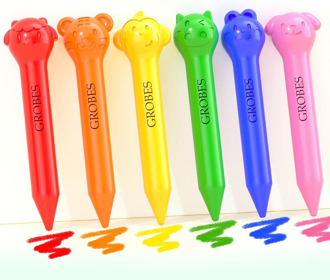 12color Jumbo Animal Crayons for Toddlers Crayons for Kids Ages 2-4 4-8,Non Toxic Washable Easy Grip Interesting and Educational Christmas Gift