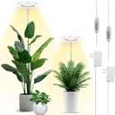 LBW Grow Lights for Indoor Plants, 144 LEDs Full Spectrum Plant Light, Large Plant Lamp with 4 Dimmable Levels, 4/8/12H Auto Timer, Height Adjustable, Halo Growing Lamp for Tall Plants, 2 Pack (White)