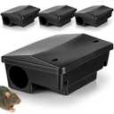 4 Pcs Rat Bait Stations Large Rodent with Key Reusable Mouse Stations Mice Blocks Heavy Duty Boxes for Outdoor Rodents Mice Blocks Station, Bait Not Included, Black (9 x 7.7 x 4.3 Inches)