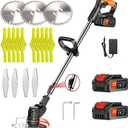 Electric Weed Wacker Battery Powered Weed Wacker Grass Trimmer 21V Grass Trimmer Cordless Lightweight Battery Weed Trimmer with 2 Batteries, Used for Lawn Garden Yard Trimming (Black)