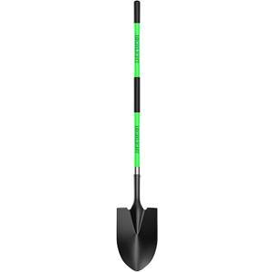 HIGHLIGHT 56-Inch Heavy Duty Round Point Garden Shovel, Non-Slip Fiberglass Handle, Sharp Blade for Digging, Trenching, Landscaping, Snow, Camping & Yard Work (Green)