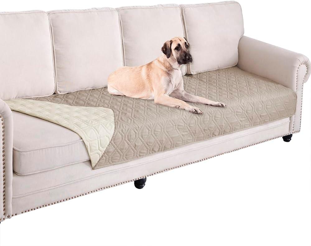 Ameritex Waterproof Dog Bed Cover Pet Blanket for Furniture Bed Couch Sofa Reversible (30x90 Inch (Pack of 1), Cream+beige)
