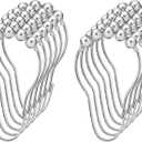 LiBa Shower Curtain Rings Hooks Rustproof Stainless Steel Nickel Chrome Plating for Bathroom Shower Curtain Rods- Set of 12