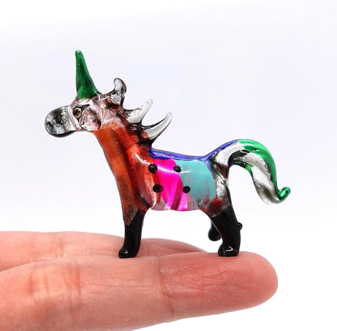 Unicorn Tiny Figurines Fancy Animals Hand Blown Glass Art Collectible Gift Home Dcor (Multi-Black) Unicorn Tiny Figurines Fancy Animals Hand Blown Glass Art Collectible Gift Home Dcor (Multi-Black)