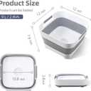 2.6 Gallon Collapsible Wash Basin with Drain Plug, Portable Large Capacity Foldable Sink, Multifunctional Dish Tub for Baby Bottles, RV, Camping, Kitchen, Travel & Outdoor Activities