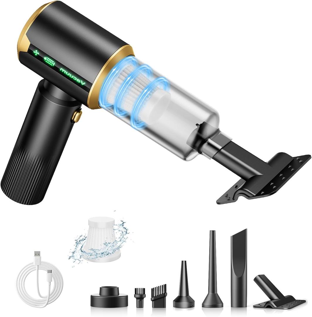 16000Pa Suction Cordless Car Vacuum: Handheld Vacuum with Brushless Motor & HEPA Filter for Drivers and Office Workers - Bone Black