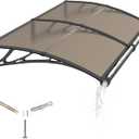 Window Awning for Door Entrance,24x48in Polycarbonate Cover Front Door Outdoor Patio Awning Canopy, UV, Rain & Snow Protection for Porch, Patio, Balconies(Brown) 60x120cm