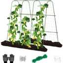 Lalahoni Cucumber Trellis, 65" X 65" Metal Garden Arch Trellis Climbing Plant Outdoor Support for Vine Fruits Flowers Vegetables Peas Beans Squash Cucumber Tomato Raised Bed, with Netting, Lightweight