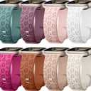 8 Pack Leopard Engraved Bands Compatible for Apple Watch Band 41mm 40mm 38mm 49mm 45mm 44mm 42mm 46mm Women, Cheetah Soft Silicone Sport Wristband Strap for iWatch Series 10 9 8 7 6 5 4 3 Ultra 2 SE