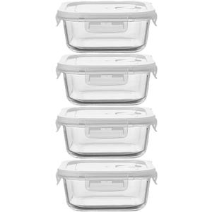 16OZ Square Glass Meal Prep Containers with Lids, 2 Cup Square food Storage Containers, Heat-Resistant BPA-Free Small Glass Food Containers, MicrowaveDishwasherFreezer Safe (4 Pack)