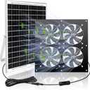 blessny Solar Fan Kit, 25W Solar Panel Powered Fan for Outside Chicken Coop, Greenhouse, with Four 5.5 Inch Bigger Fans for Intake or Exhaust Air, 15 ft Cord, IP67 Waterproof, 3500RPM