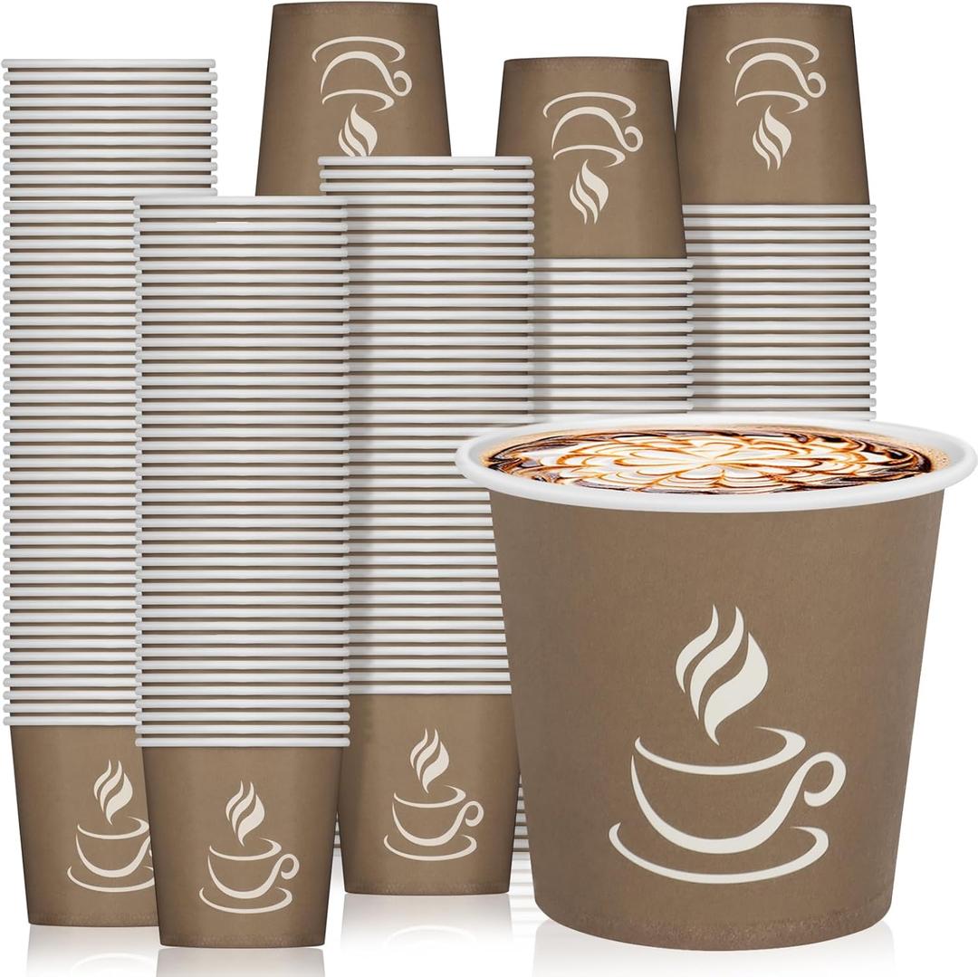 4 oz Paper Coffee Cups - 500 Pack Paper Espresso Cups, Disposable Coffee Cup, Small Paper Cup for Hot or Cold Beverage, Espresso, Cappuccino for Party, Picnic, Home, Office and Business (Brown)