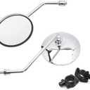 DREAMIZER Motorcycle Rear View Mirror - 7/8" 10MM Handlebar Side Mirrors Chrome Universal Compatible with CB 400 750 XT25 XVS VRZ 1800 GT750 CRF450 - Round