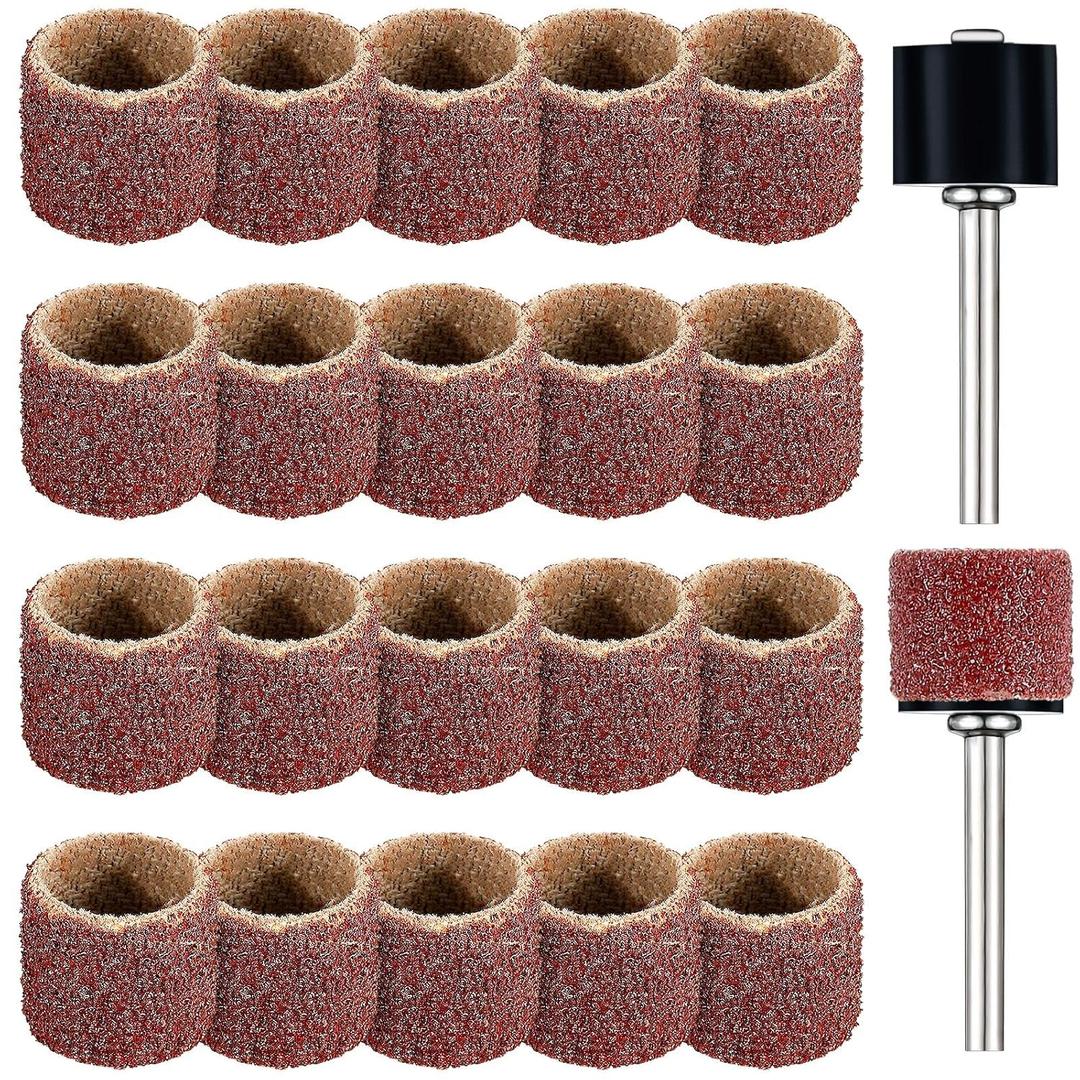 22 Pet Nail Grinder Replacement Kit with Grit Sanding Bands Pet Smoother Claw Care Black Grinding Drums Dog Nail Grinder Replacement Dog Claw Grooming Supplies(1/2 Inch 120 Grit)