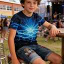 Funnycokid Boys Girls Shirts Graphic T-Shirt Neon Clothes Kids Novelty Youth Short Sleeve Animal Print Tees 4-16 Years