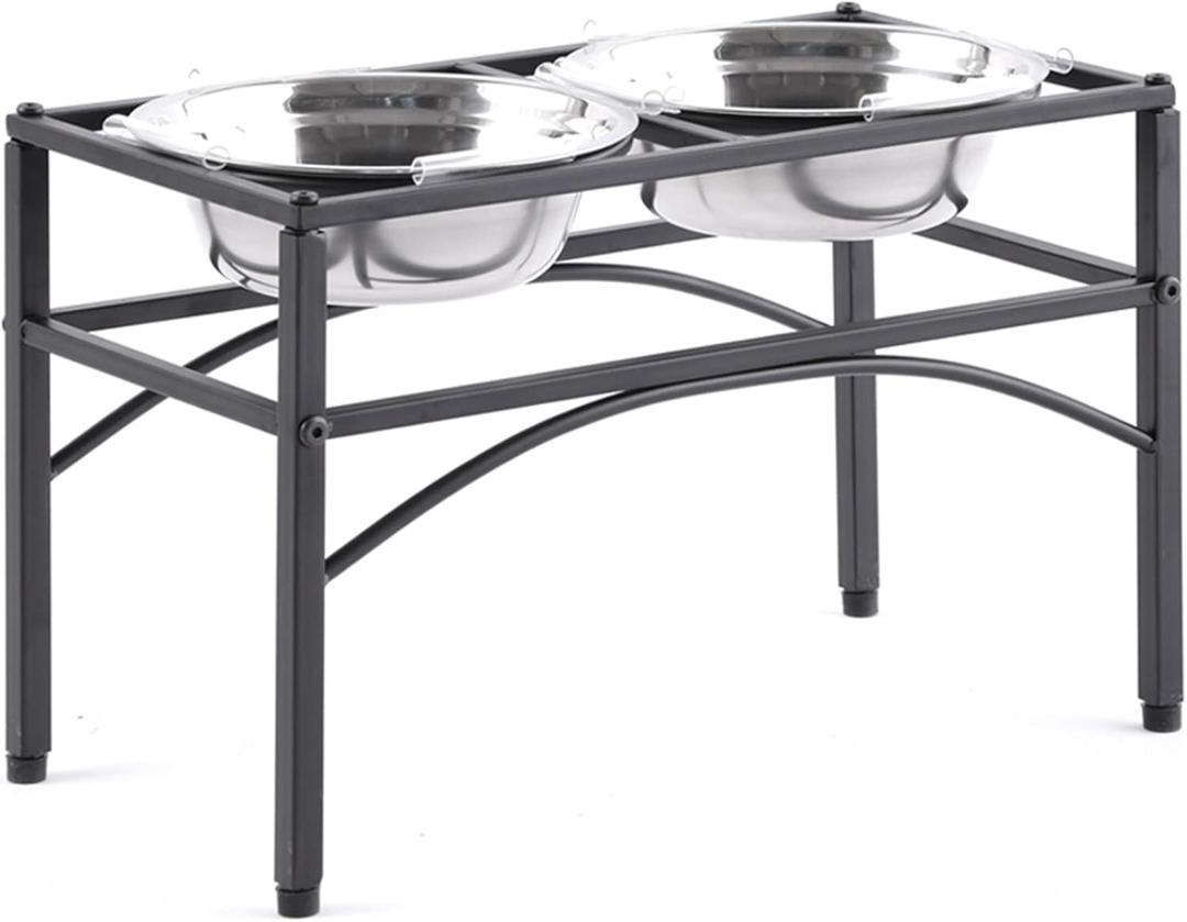 Funkeen Elevated Dog Bowls Raised Pet Feeder Cat Food & Water Diner Stand Set (M/10.7" Height)