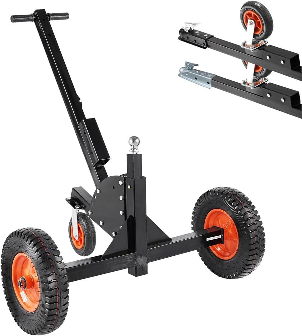 VEVOR Trailer Dolly, 1500lbs Tongue Weight Capacity, 2 in 1 Trailer Mover with 2 in Ball, 16 in Pneumatic Tires and Universal Wheel, Portable Tow Dolly for Moving Car RV Trailers