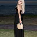 DAAWENXI Women's Elegant Formal Long Dress One Shoulder Sleeveless Mesh Ruched Bodycon Maxi Dresses Black Medium