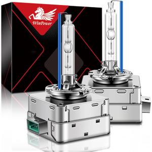 WinPower D3S Xenon HID Headlight Bulb, 8000K Ice Blue White 35W Metal Stents Base High Low Beam Replacement Lights, Pack of 2