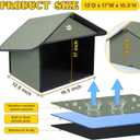 Dreyoo Outdoor Cat Feeding Station for Food & Water, Weatherproof Outdoor Kitty Dining Room Cat Shelter for Stray, Feral Cats and Community Cats, 13d x 17w x 15.5'h (1 Pack,Dark Green)