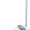 LED Desk Lamp with USB Charging Port, Dimmable Eye-Caring Table Lamps with Wireless Charger, 5 Brightness Levels & 5 Lighting Modes, Touch Control, Auto Timer (White)